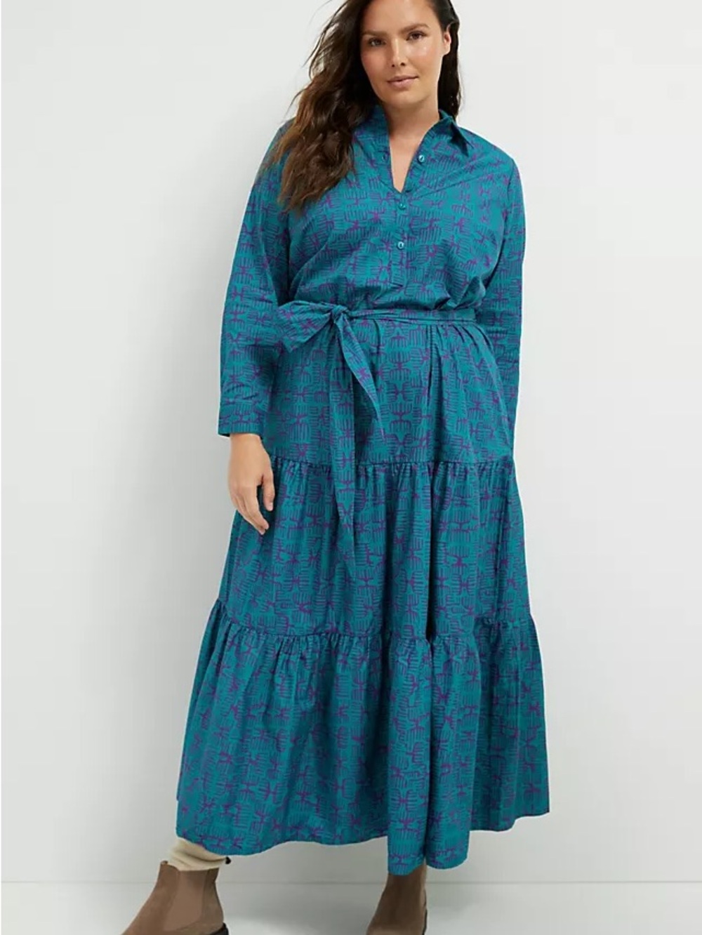 Porridge Alizeh Tiered Maxi Dress - teal & plum